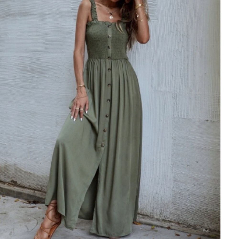 Boho shirred button through maxi dress - Picture 5 of 6